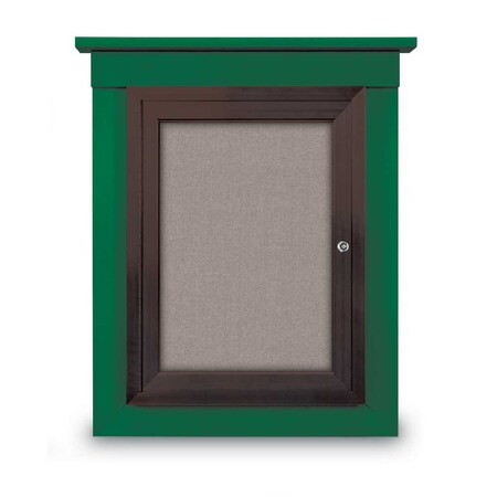United Visual Products 60"x48" 2-Door Enclosed Letterboard, Green Felt/Cherry UV2626O-CHERRY-GREEN